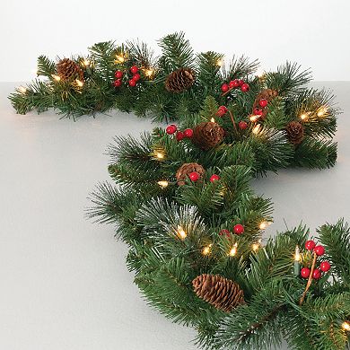 Haven Living 9-ft. Artificial LED Mixed Pine Pinecones & Berries Artificial Christmas Garland
