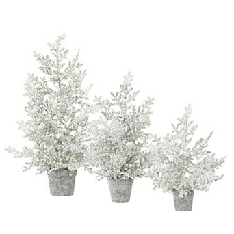 Haven Living Artificial Frosted Juniper Tabletop Christmas Trees Set of 3
