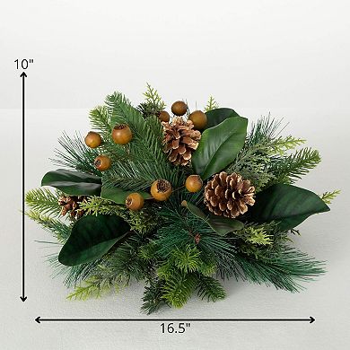 Haven Living 10" Artificial Mixed Pine Magnolia Christmas Orb