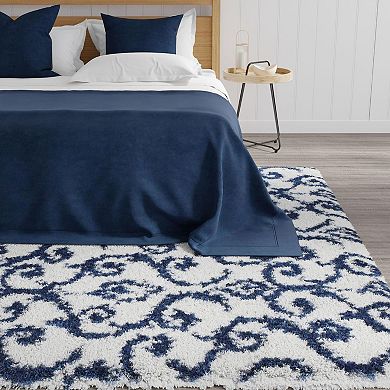 Mason Brooks Cloud Shag Allover Scroll Print Area Rug