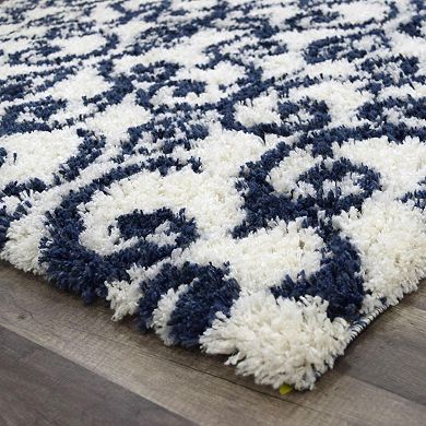 Mason Brooks Cloud Shag Allover Scroll Print Area Rug