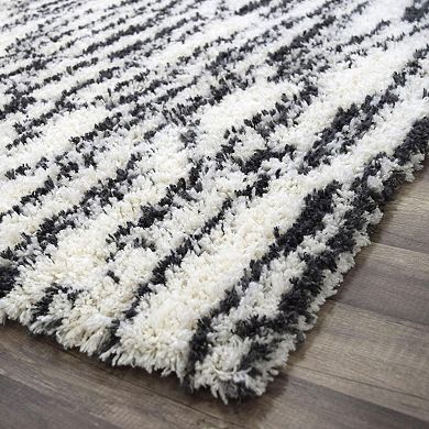 Mason Brooks Cloud Shag Ruffled Stripes Area Rug