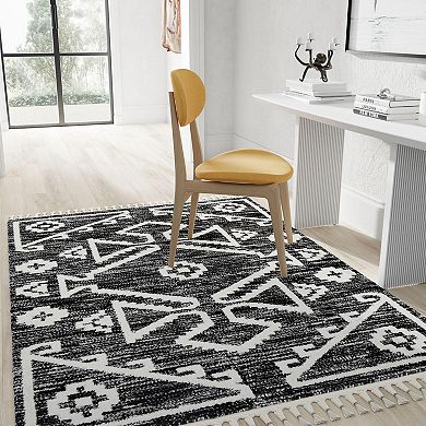 Mason Brooks Slate Minimal Tribal Pattern Area Rug