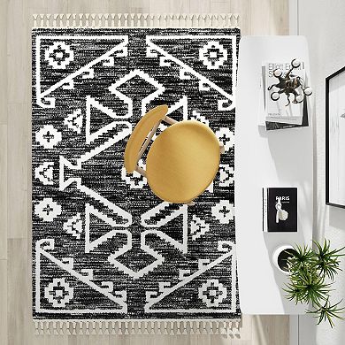 Mason Brooks Slate Minimal Tribal Pattern Area Rug