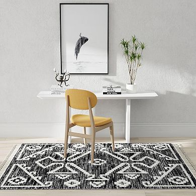 Mason Brooks Slate Minimal Tribal Pattern Area Rug