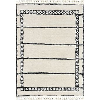 Mason Brooks Ibiza Tasseled Minimal Geo Border Area Rug