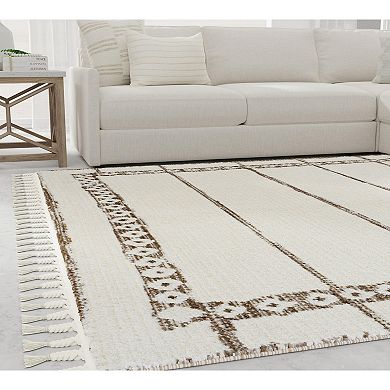 Mason Brooks Ibiza Muted Geometric Border Area Rug