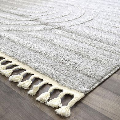 Mason Brooks Ibiza Tasseled Muted Arch Pattern Area Rug