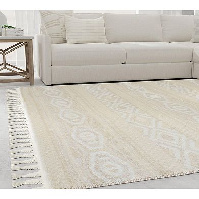 Mason Brooks Ibiza Tasseled Muted Tribal Striped Area Rug
