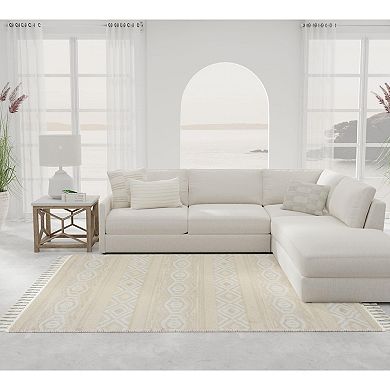 Mason Brooks Ibiza Tasseled Muted Tribal Striped Area Rug