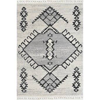 Mason Brooks Ibiza Tasseled Tribal Medallion Print Area Rug
