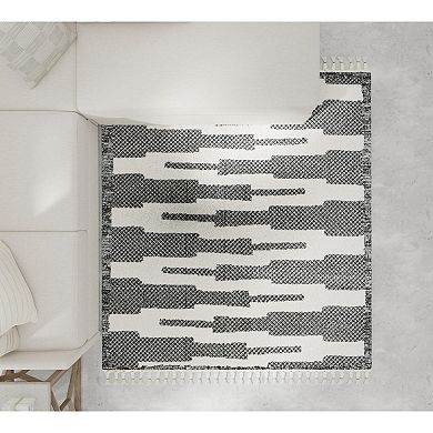 Mason Brooks Ibiza Tasseled Zig-Zag Steppe Print Area Rug