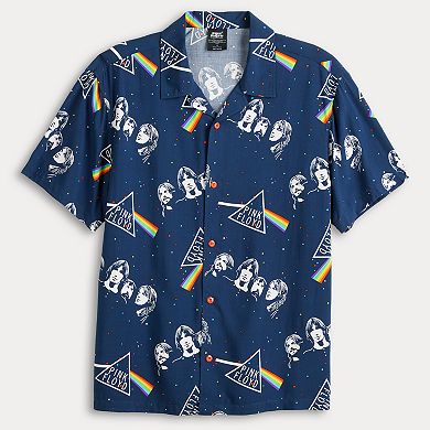 Men's Pink Floyd Dark Side of the Moon Short Sleeve Button Down Shirt