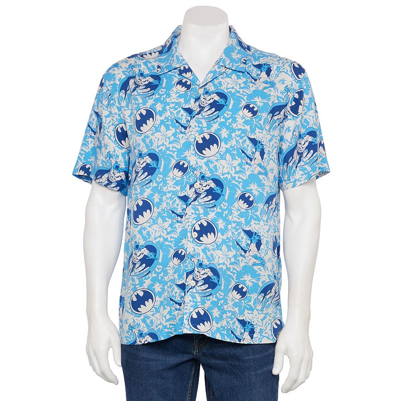 Men’s DC Comics Batman Blue Floral Hawaiian Shirt,