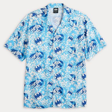 Men's DC Comics Batman Blue Floral Hawaiian Shirt