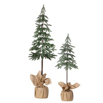 Haven Living 2 pc Artificial Pencil Pine Christmas Tree Set