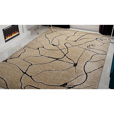 Rugs America Cadence Beige Marble Linework Area Rug