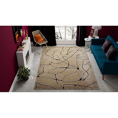 Rugs America Cadence Beige Marble Linework Area Rug