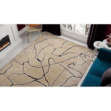 Rugs America Cadence Beige Marble Linework Area Rug