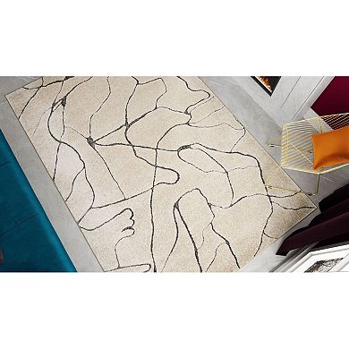 Rugs America Cadence Beige Marble Linework Area Rug