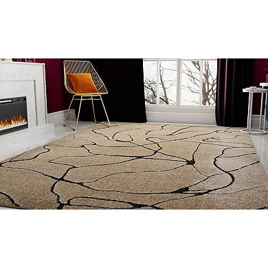 Rugs America Cadence Beige Marble Linework Area Rug