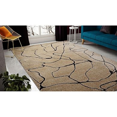 Rugs America Cadence Beige Marble Linework Area Rug