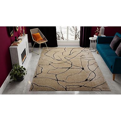 Rugs America Cadence Beige Marble Linework Area Rug