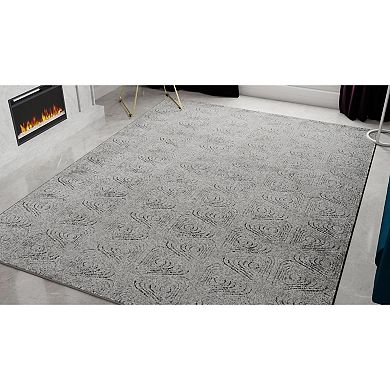 Rugs America Cadence Silverstone Wavy Geo Area Rug