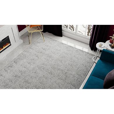 Rugs America Cadence Silverstone Wavy Geo Area Rug