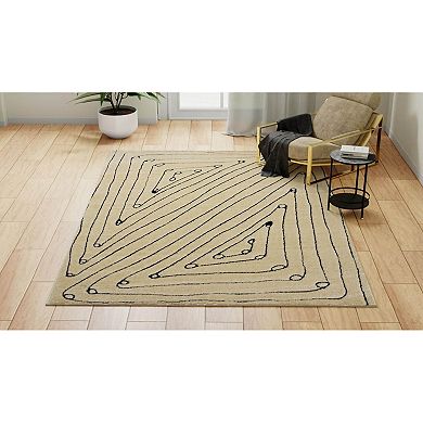 Rugs America Chanai Cadence Tan Cracked Linework Area Rug