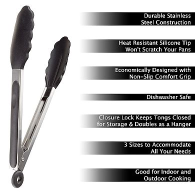 Classic Cuisine 3-pc. Stainless Steel Kitchen Tongs Set