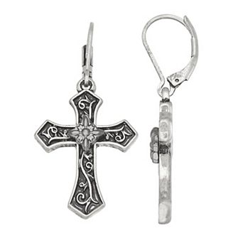 Simply Vera Vera Wang Silver Tone Cross Drop Earrings