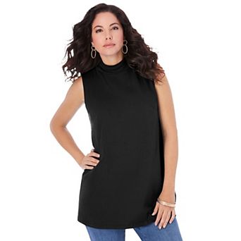 Roaman's Women's Plus Size Ultimate Sleeveless Mockneck Tee