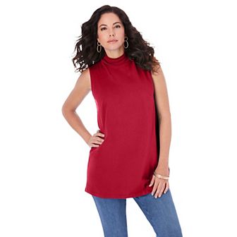 Roaman's Women's Plus Size Ultimate Sleeveless Mockneck Tee