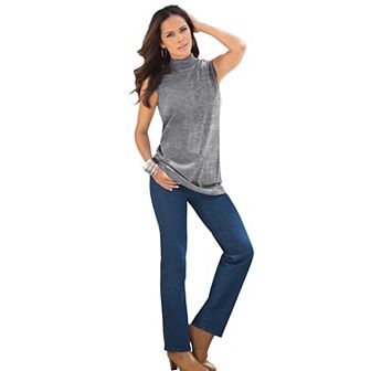 Roaman's Women's Plus Size Ultimate Sleeveless Mockneck Tee