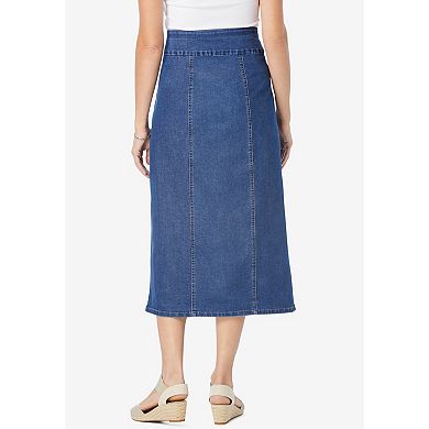 Woman Within Plus Size Petite Flex-Fit Pull-On Denim Skirt
