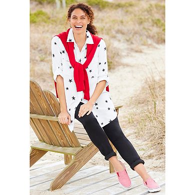 Woman Within Plus Size Utility Button Down Shirt
