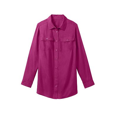 Woman Within Plus Size Utility Button Down Shirt