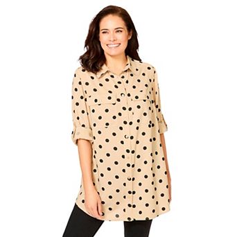 Woman Within Plus Size Utility Button Down Shirt