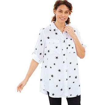 Woman Within Plus Size Utility Button Down Shirt