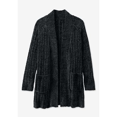 Woman Within Plus Size Open Front Chenille Cardigan Sweater