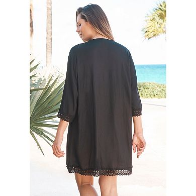 Woman Within Women's Plus Size Crochet Dress Cover-up