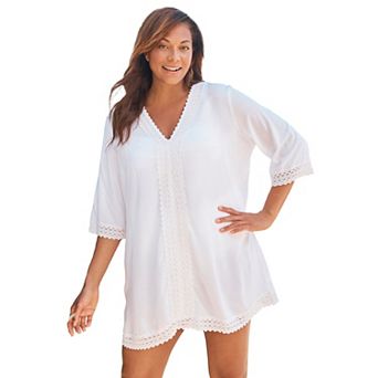 Woman Within Women's Plus Size Crochet Dress Cover-up