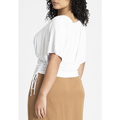 ELOQUII Women's Plus Size wrap Sleeve Tee