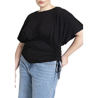 ELOQUII Women's Plus Size wrap Sleeve Tee