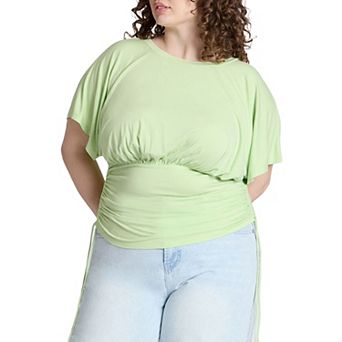 ELOQUII Women's Plus Size wrap Sleeve Tee