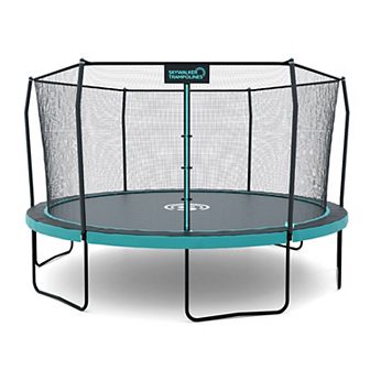 Skywalker Trampolines Signature Series 12 Ft Outdoor Trampoline With Enclosure Teal Black