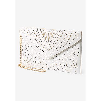 Woman Within Faux Leather Laser Cut Clutch