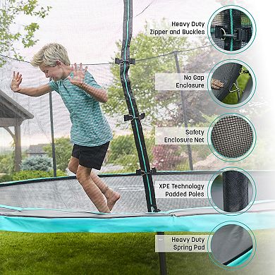 Skywalker Trampolines Signature Series 15 Ft Outdoor Trampoline With Enclosure Teal Black