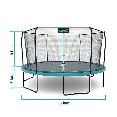 Skywalker Trampolines Signature Series 15 Ft Outdoor Trampoline With Enclosure Teal Black